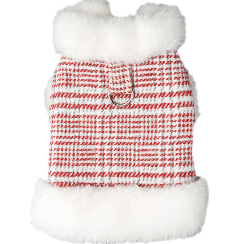 Princess Style Winter Pet Vest – Soft Faux Fur with Gold Buttons