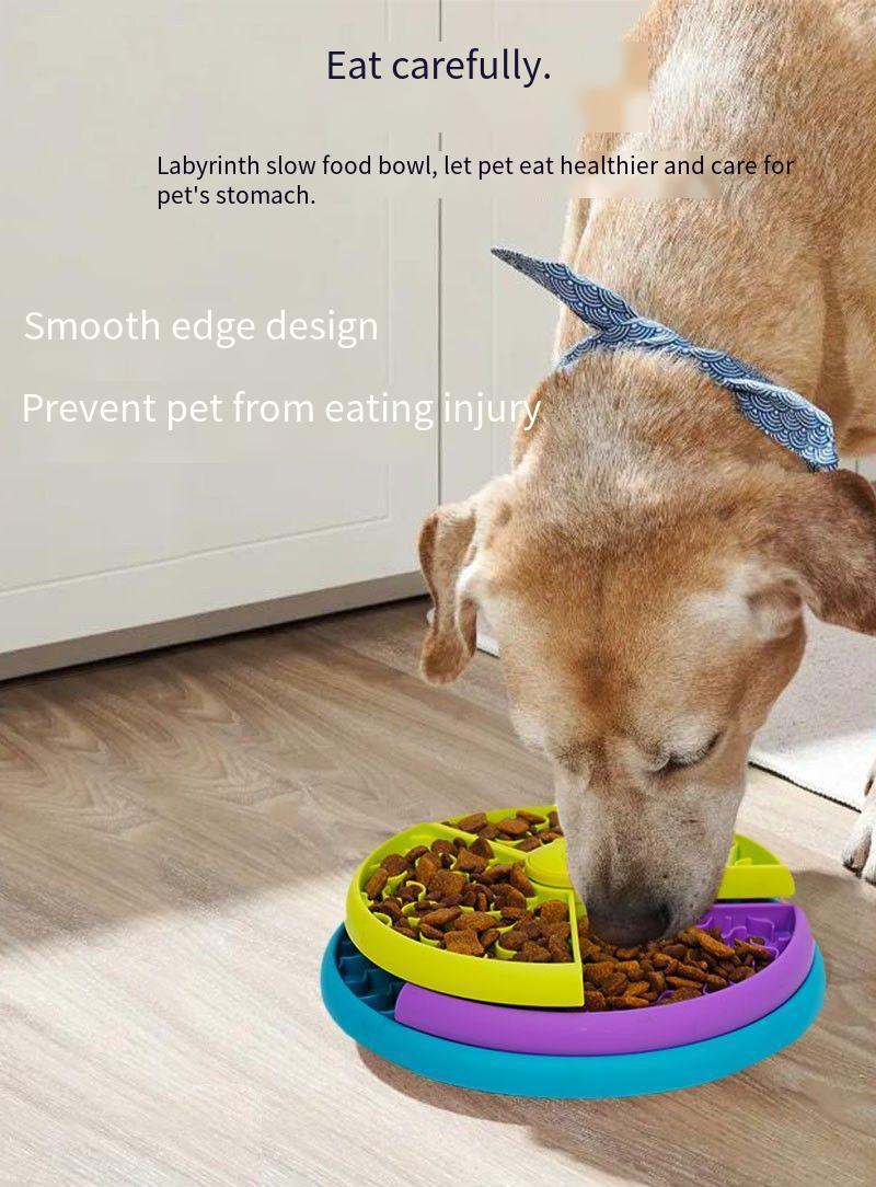 Slow Food Bowl Anti Choking Cat & Dog Basin Puzzle Feeder Healthy Pet Rotating Game
