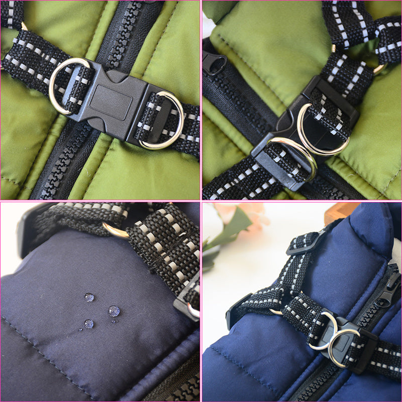 Waterproof Dog Coat With Harness – Warm Jacket for Small to Large Dogs
