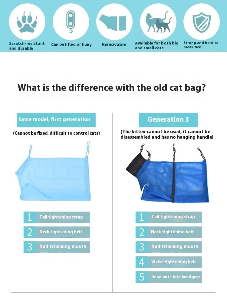 ✂️ Cat Grooming Bag – Safe Grooming Made Easy