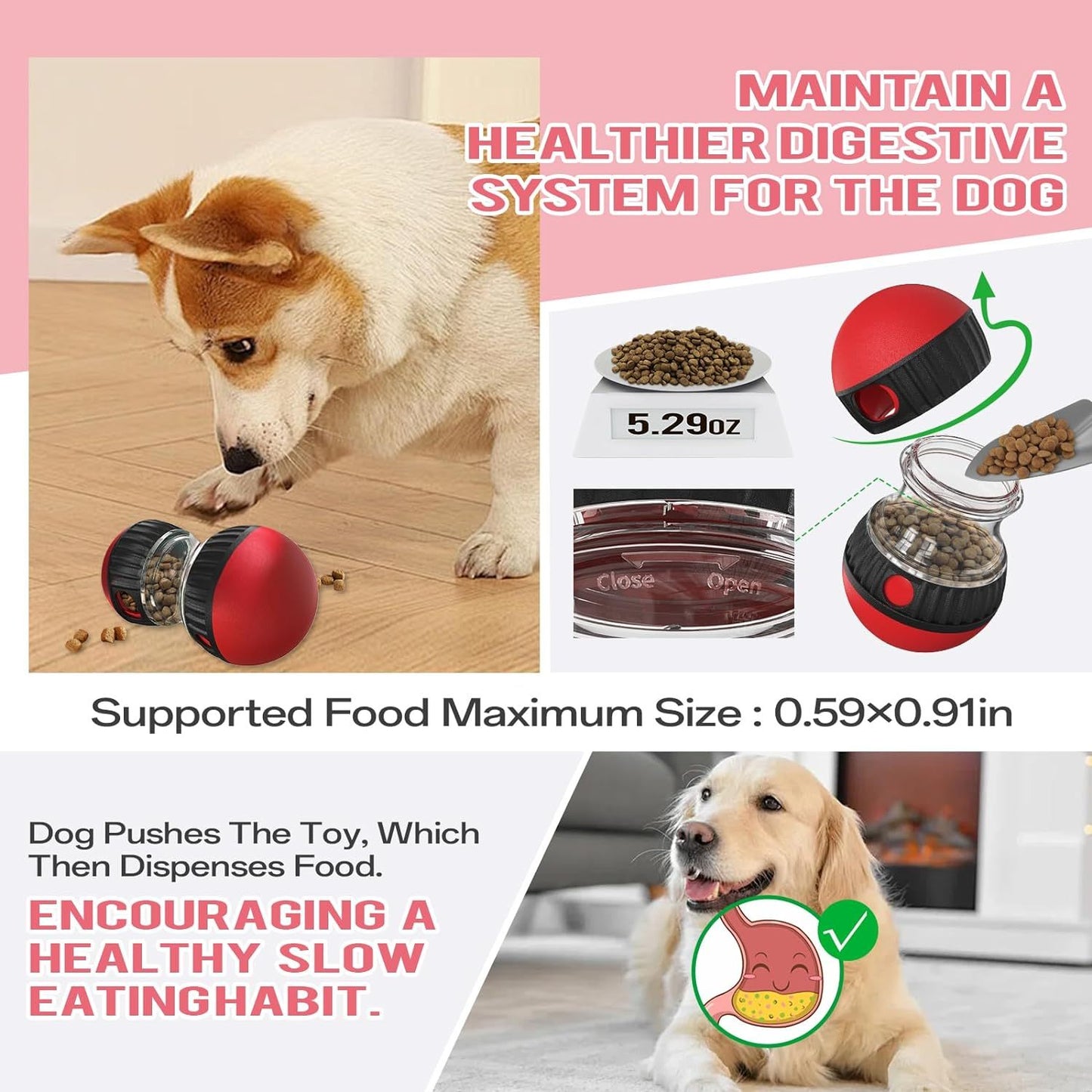 Slow Feeder Puppy Toy Food Puzzles Ball For Dogs  Promote Mind And Body Stimulation