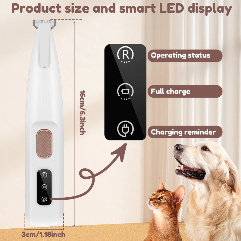 LED Pet Paw Trimmer – Silent, Skin-Safe & Waterproof Grooming Tool (18mm)