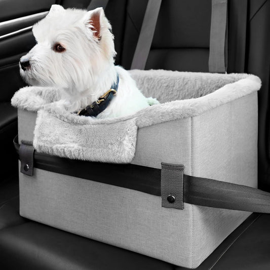 Portable Small Dog Car Seat – Dog Booster Seat for Travel with Clip-On Safety Leash
