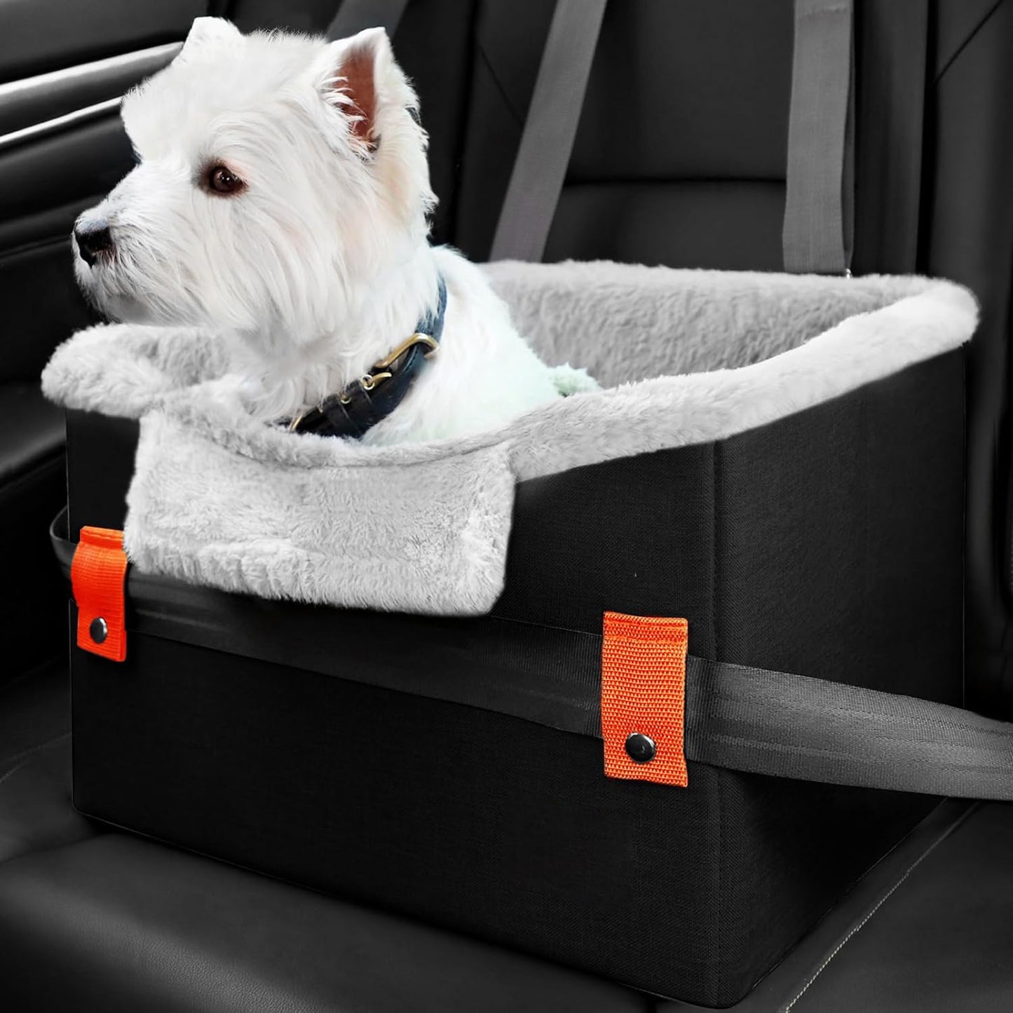 Portable Small Dog Car Seat – Dog Booster Seat for Travel with Clip-On Safety Leash