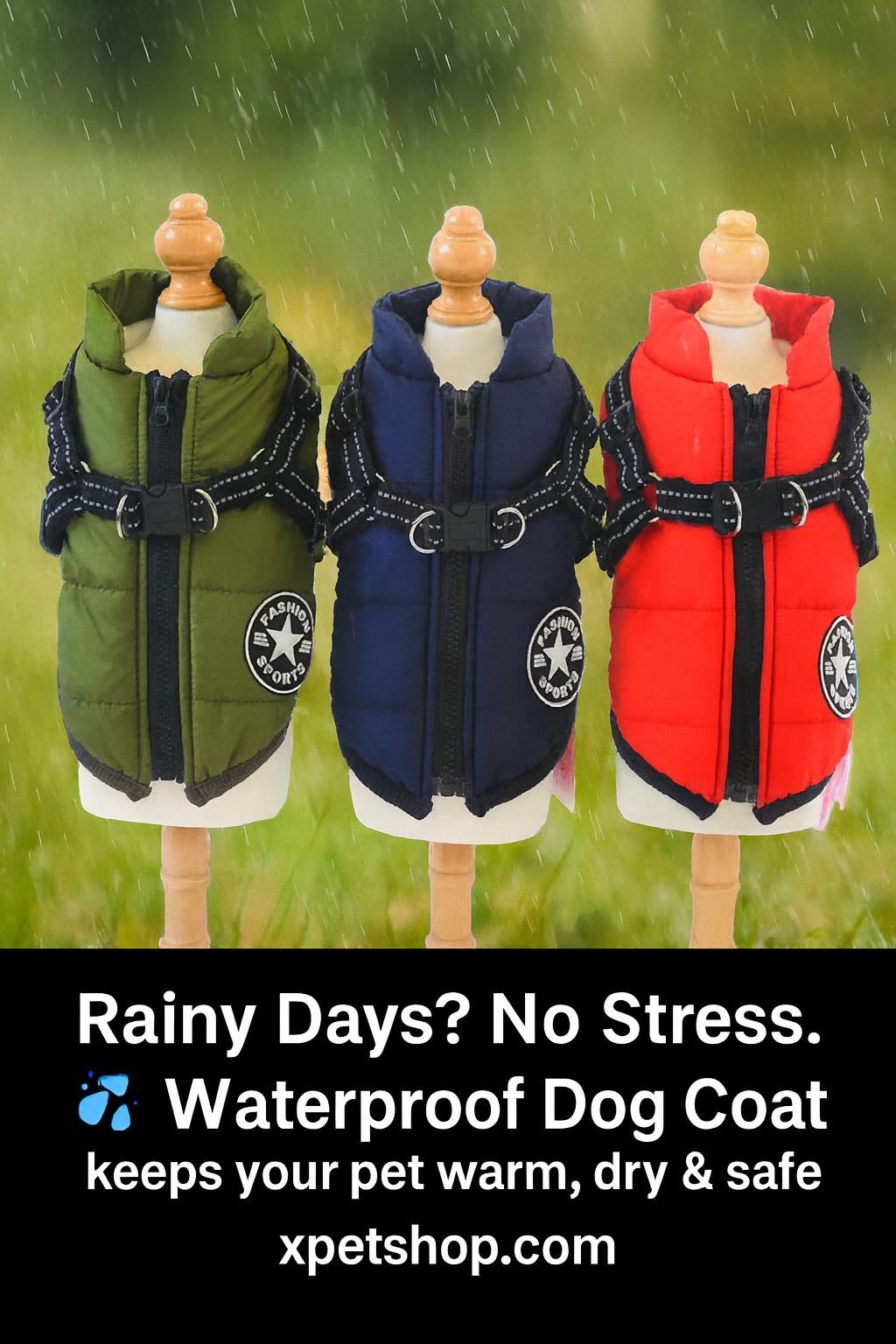 Waterproof Dog Coat With Harness – Warm Jacket for Small to Large Dogs