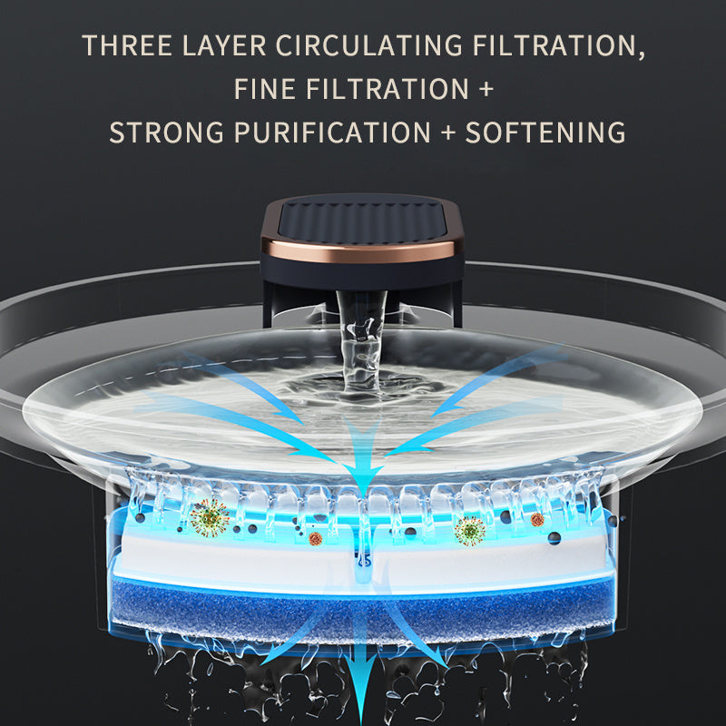 Detachable pet water fountain with soft LED light and clean design

