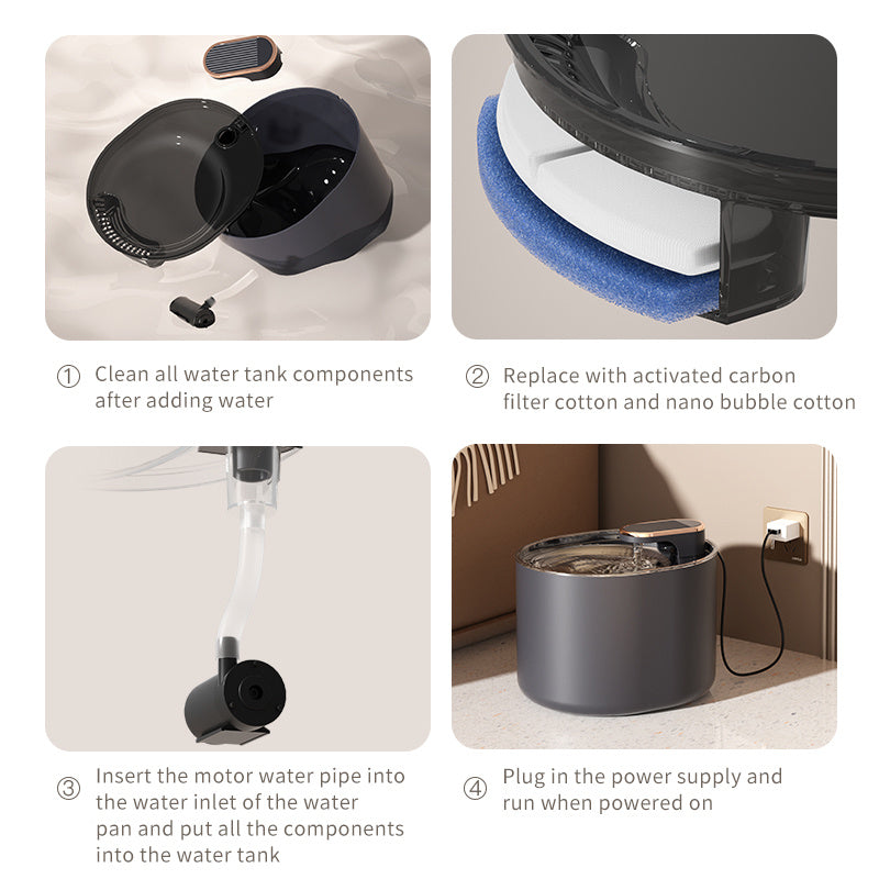 Internal filter and tube system of smart pet water dispenser