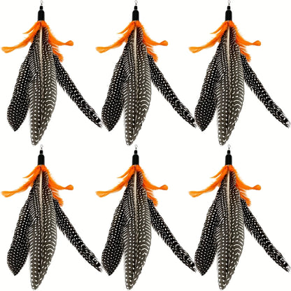 6 PCS Cat Toy Feather Replacement Cat Wand Refills Natural Bird Feathers Refill, Replacement Feathers Cat Toy for Indoor Cats