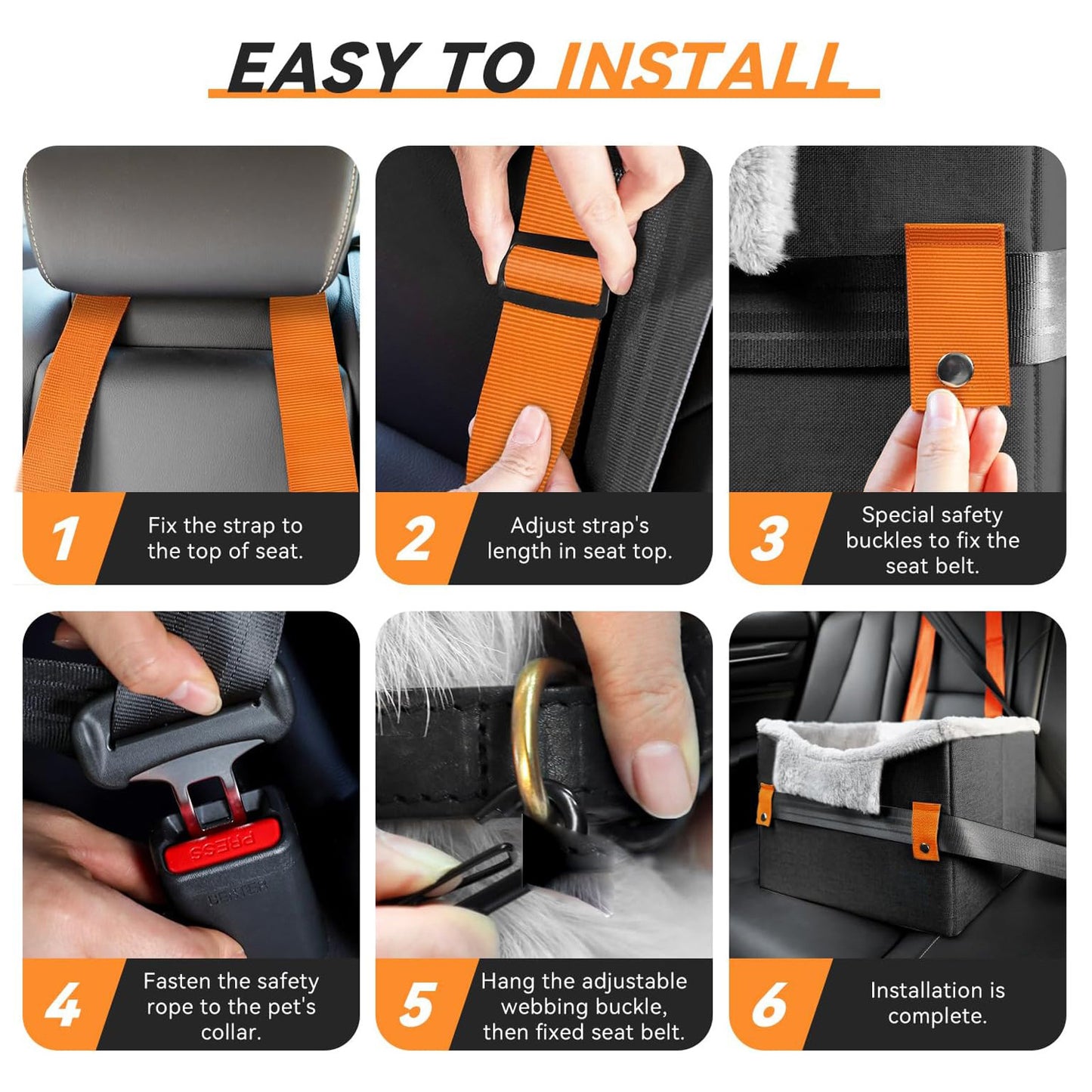 Portable Small Dog Car Seat – Dog Booster Seat for Travel with Clip-On Safety Leash