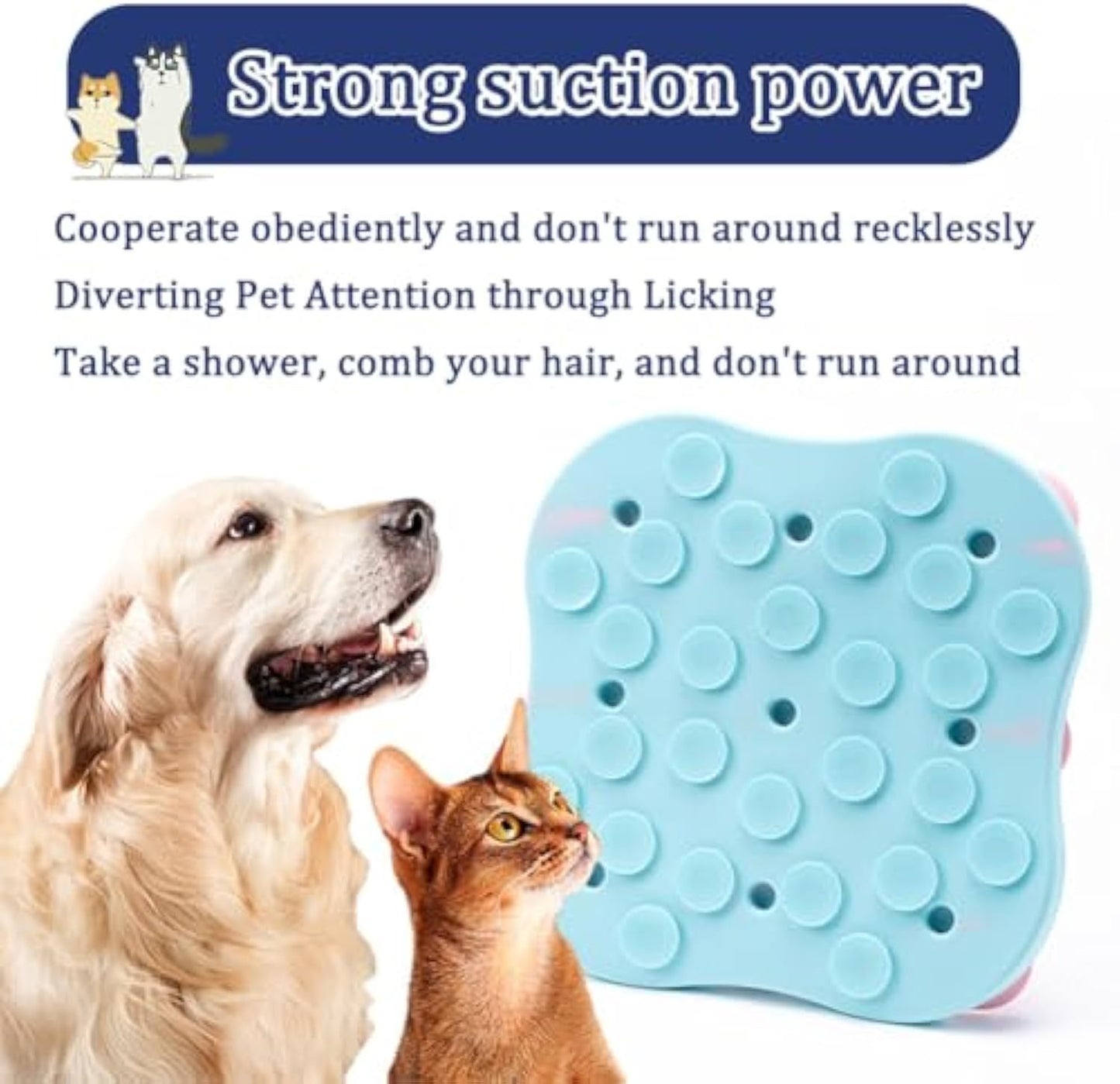 Slow Feeder Dog Bowls Silicone Slow Feeder Lick Down Eating Pet Calming Mat Anxiety Relief Training Wet Food Lick Pad With Suction Cup Interactive Feed Game Toy All Breed Dogs