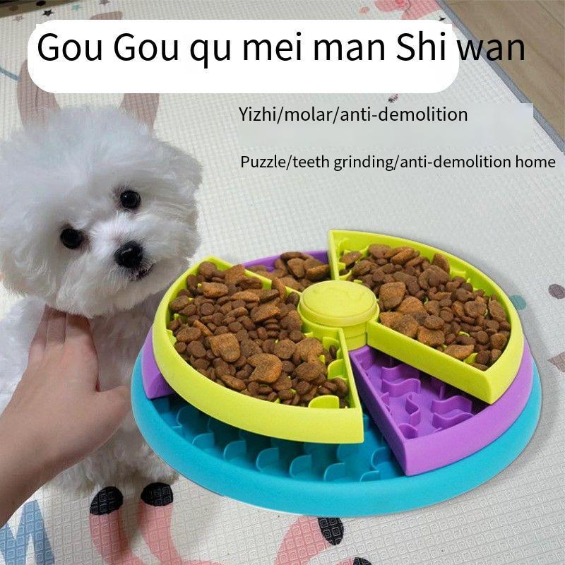 Slow Food Bowl Anti Choking Cat & Dog Basin Puzzle Feeder Healthy Pet Rotating Game